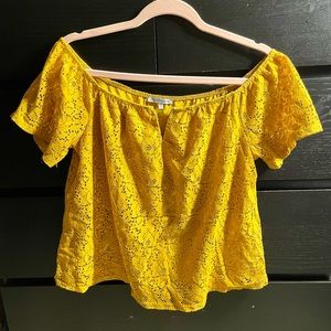 Charlotte Russe Mustard Lace Off the Shoulder Top